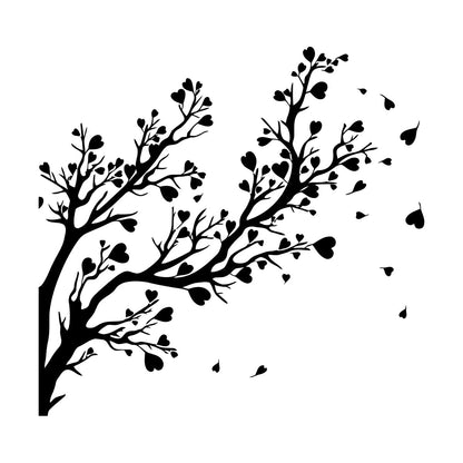 Fine Carving Decals Tree Branch Leaves Hearts Romance Art Decoration