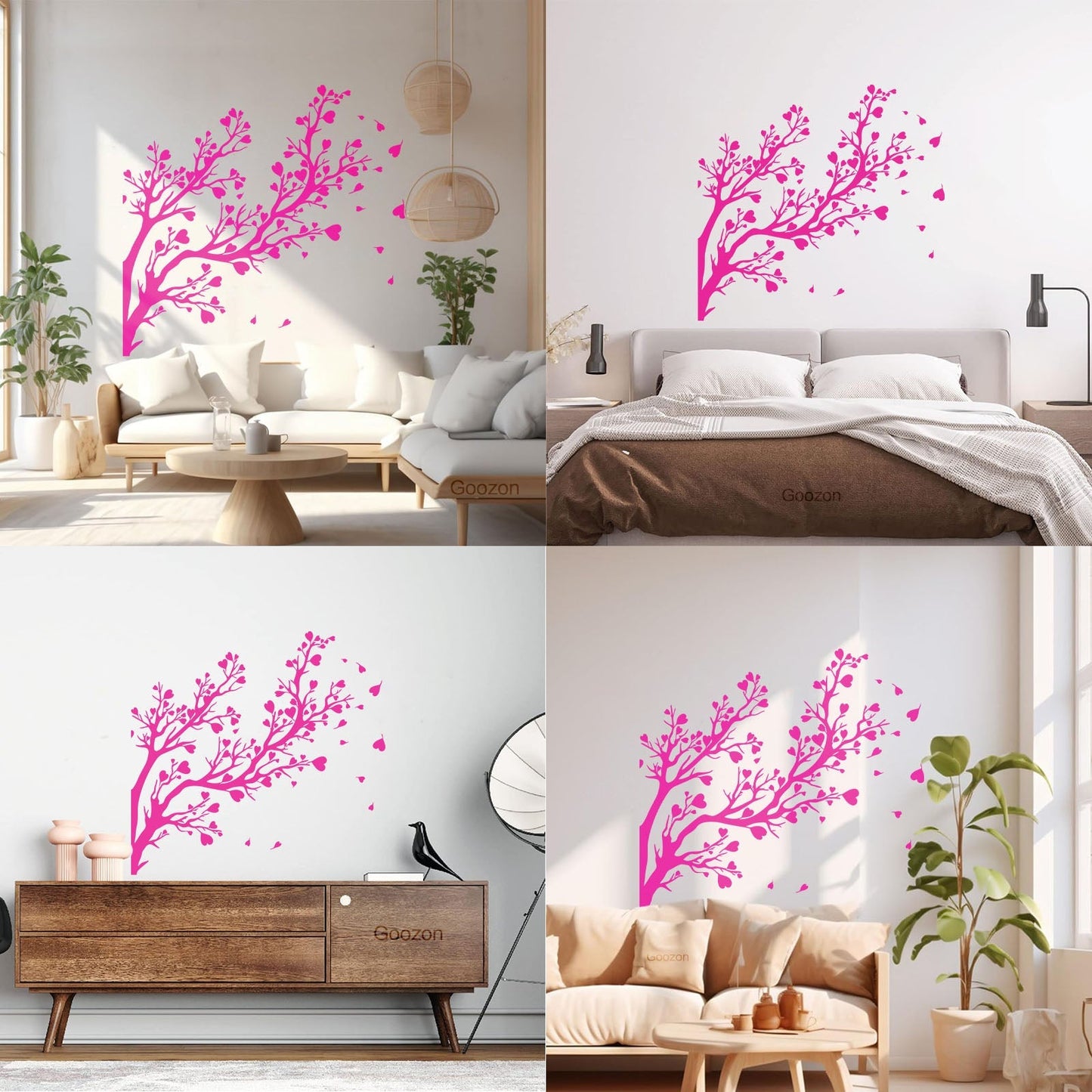 Fine Carving Decals Tree Branch Leaves Hearts Romance Art Decoration