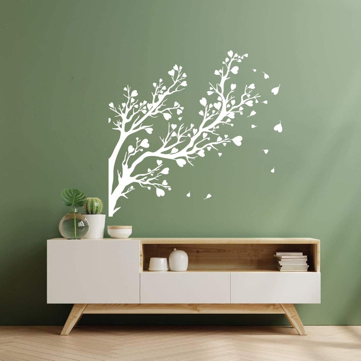 Fine Carving Decals Tree Branch Leaves Hearts Romance Art Decoration