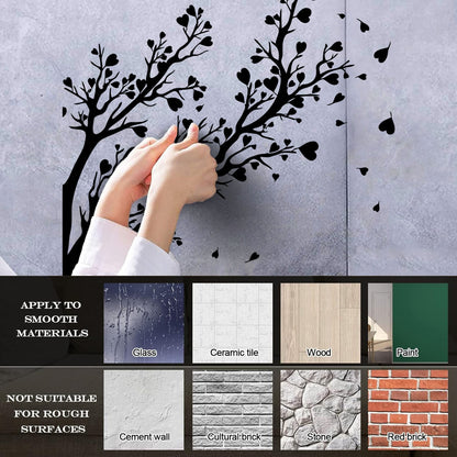 Fine Carving Decals Tree Branch Leaves Hearts Romance Art Decoration