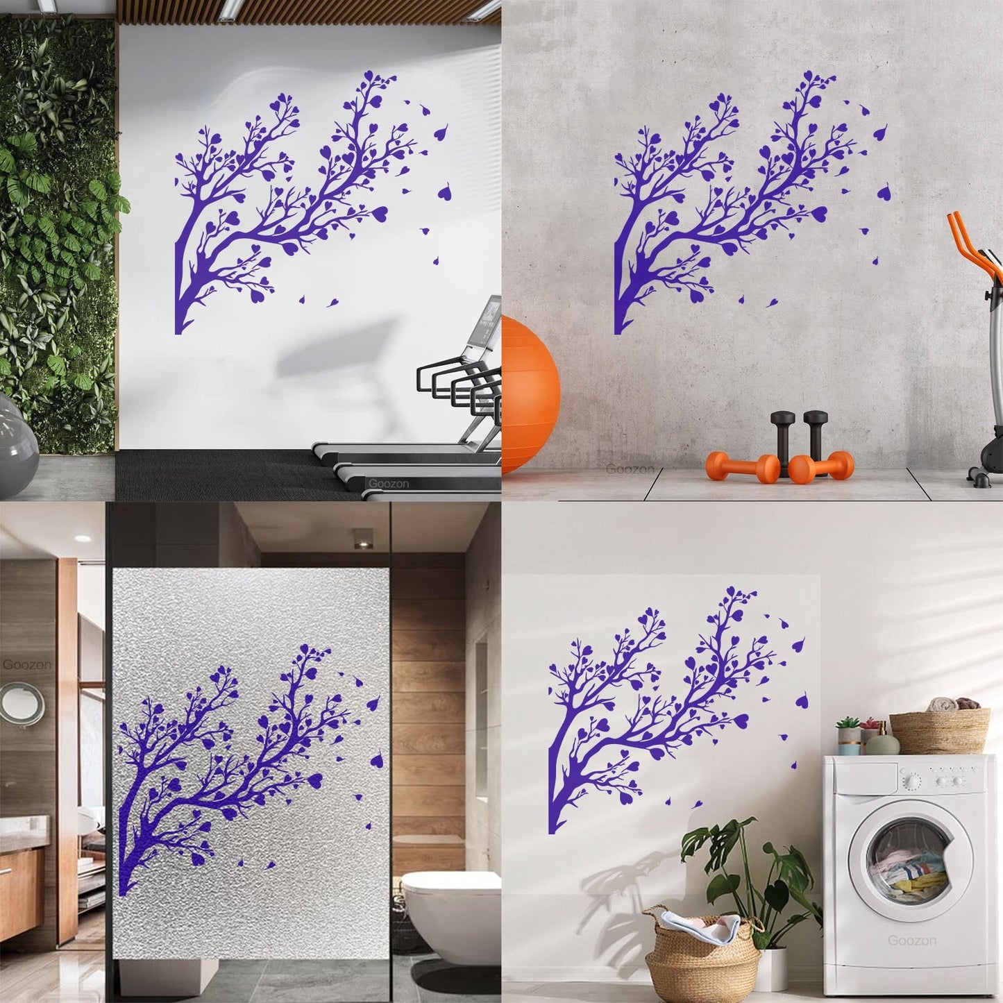 Fine Carving Decals Tree Branch Leaves Hearts Romance Art Decoration
