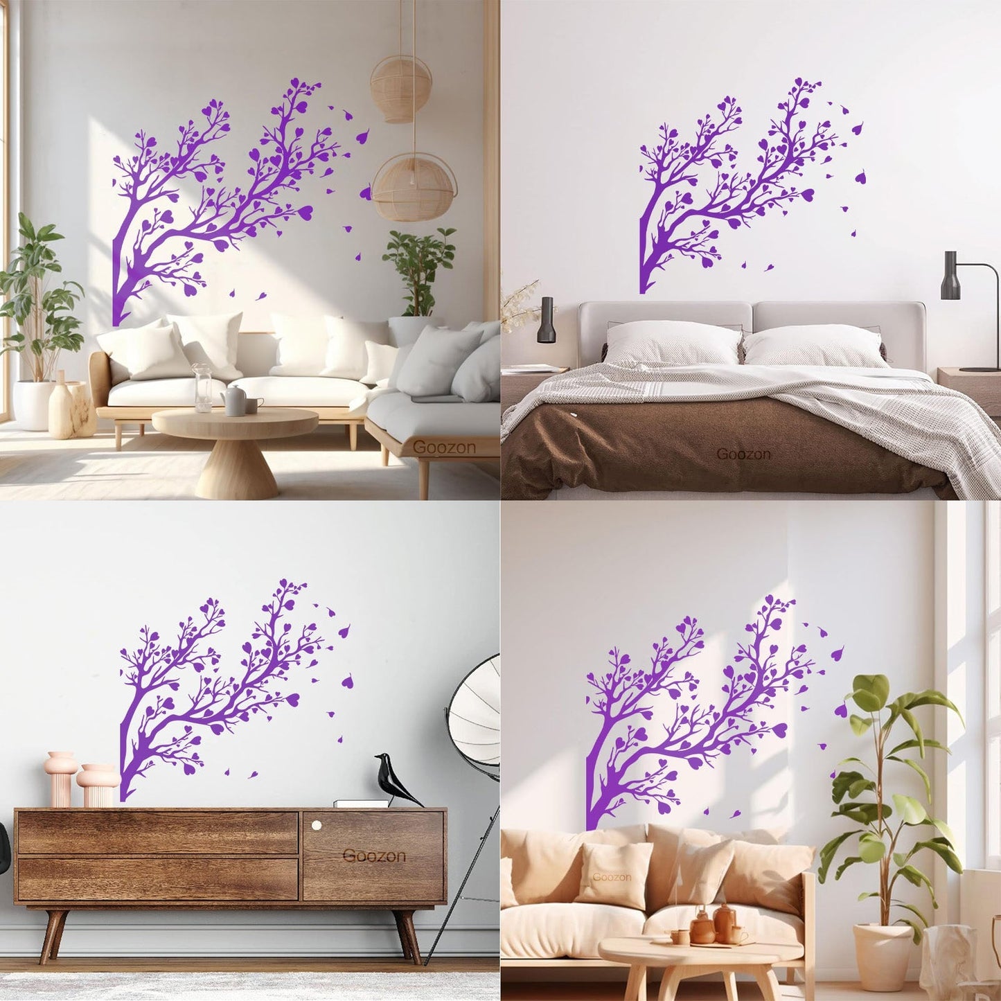 Fine Carving Decals Tree Branch Leaves Hearts Romance Art Decoration