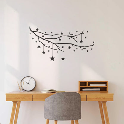 Vinyl Art Sticker Tree Branch Night Stars Child Bedroom Wall Beautification