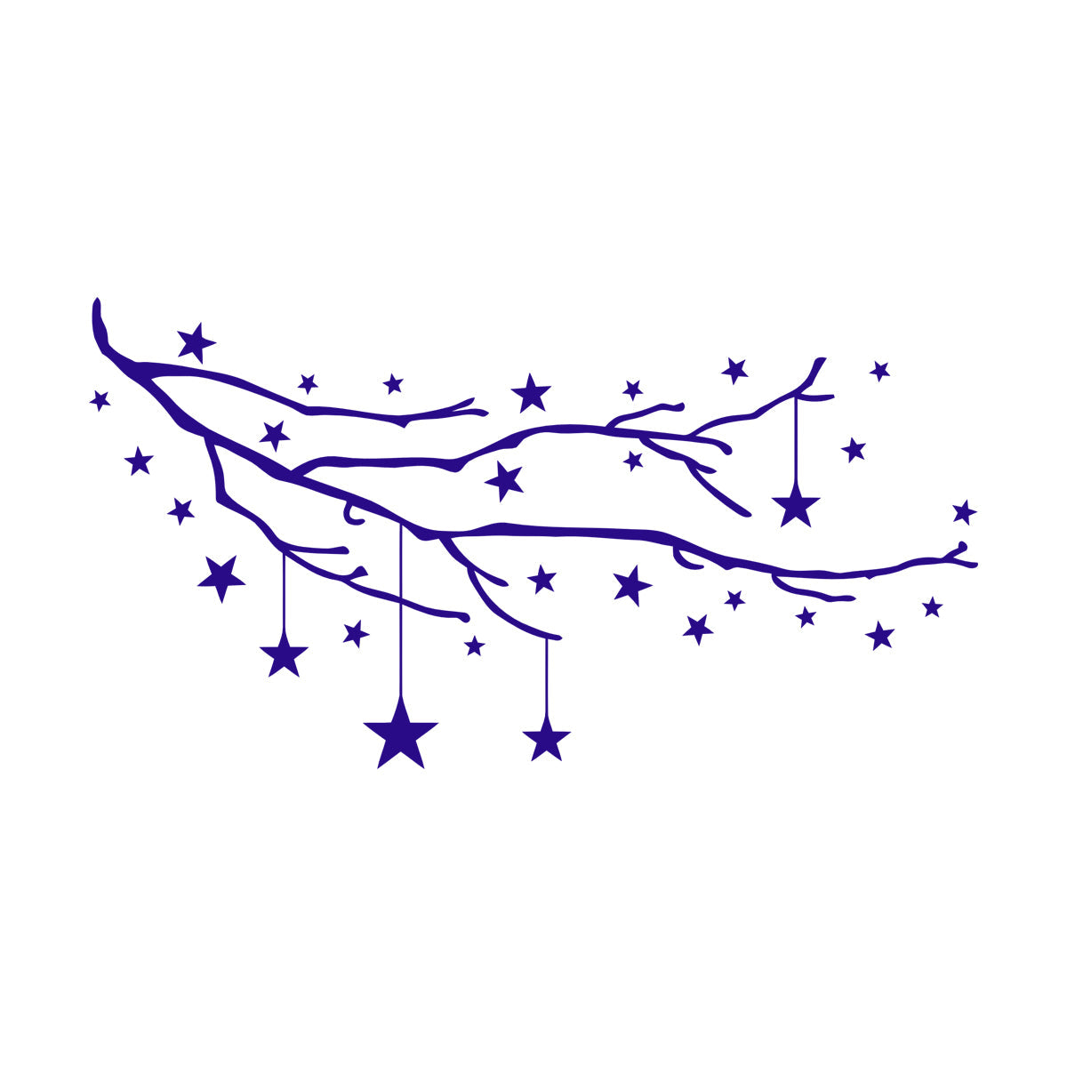 Vinyl Art Sticker Tree Branch Night Stars Child Bedroom Wall Beautification