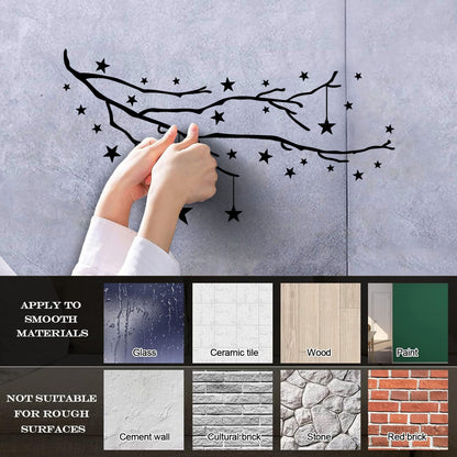 Vinyl Art Sticker Tree Branch Night Stars Child Bedroom Wall Beautification