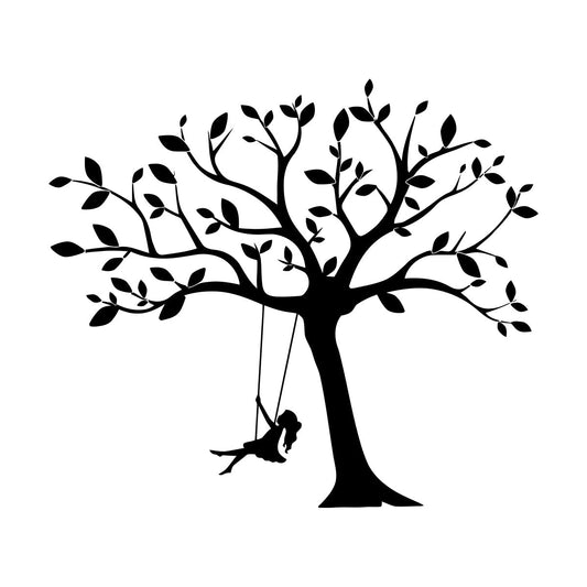 Engraving Stickers Tree Branch Swing Kids Girl Freedom Car Body Decoration