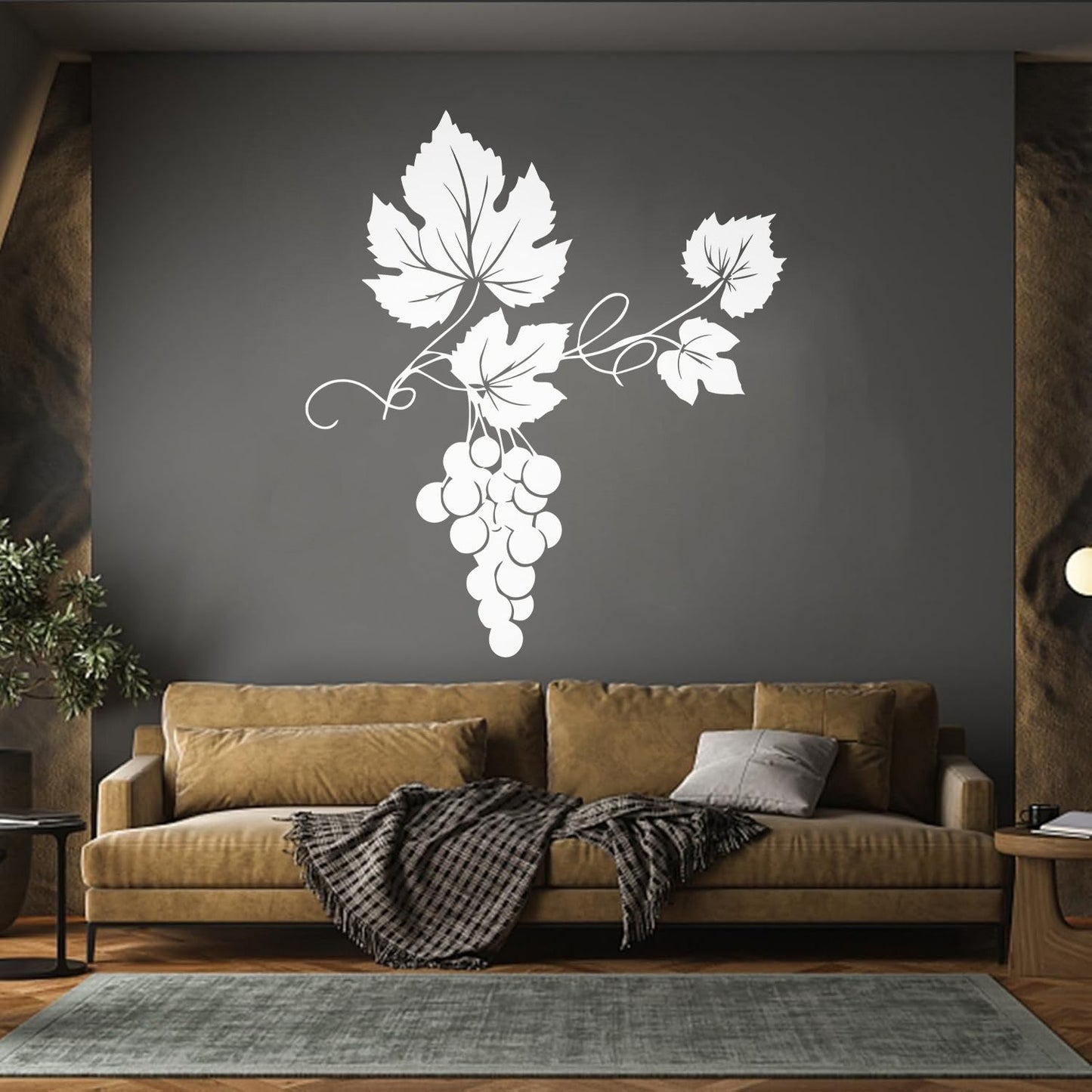 Vinyl Wall Stickers Vineyard Grape Branch Vine Berries Wine Shop Removable Without Leaving Glue