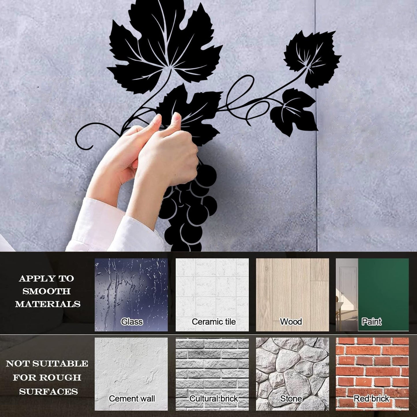 Vinyl Wall Stickers Vineyard Grape Branch Vine Berries Wine Shop Removable Without Leaving Glue