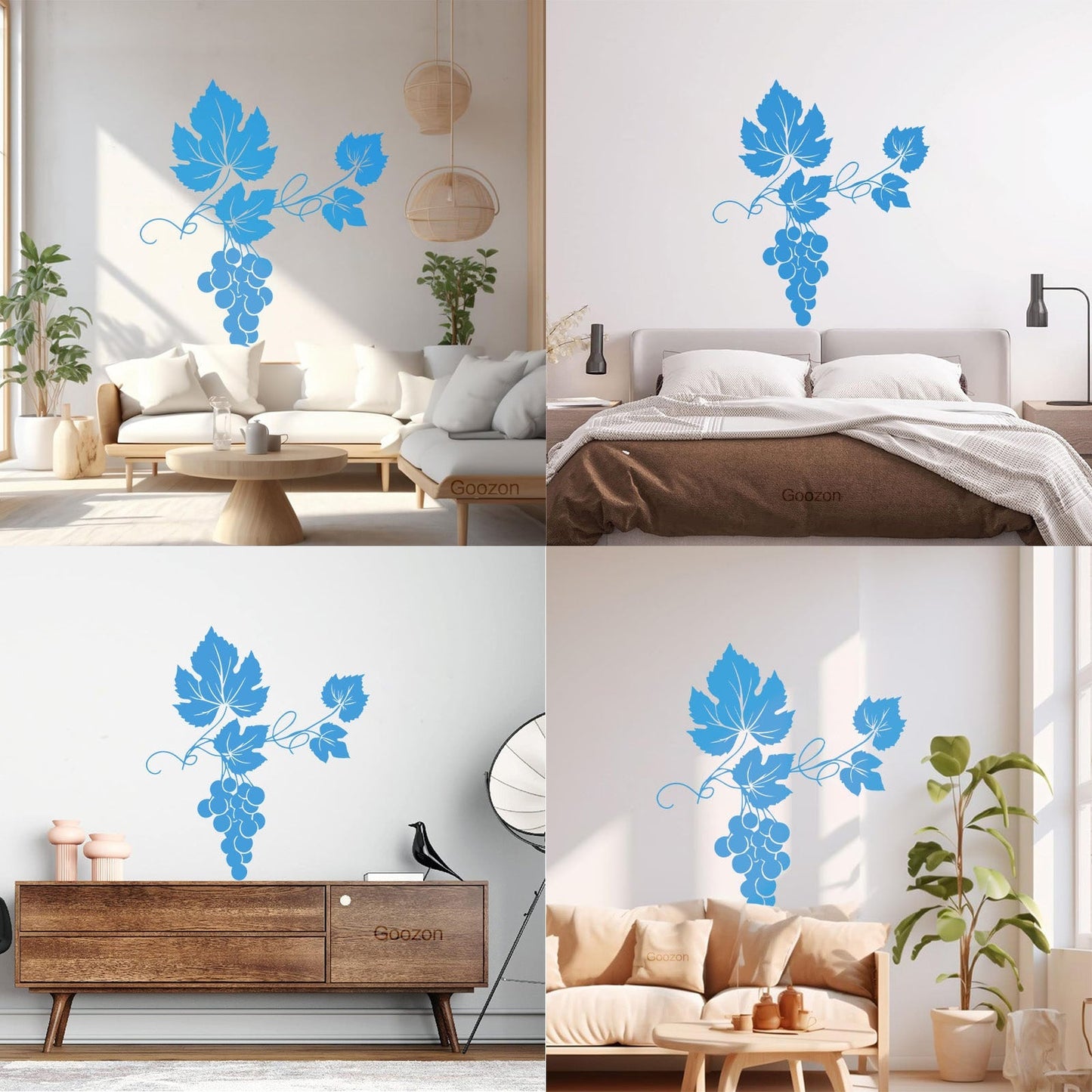 Vinyl Wall Stickers Vineyard Grape Branch Vine Berries Wine Shop Removable Without Leaving Glue