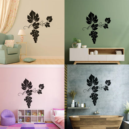 Vinyl Wall Stickers Vineyard Grape Branch Vine Berries Wine Shop Removable Without Leaving Glue