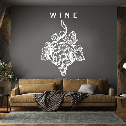 Wine Grape Branch Vine Berries Alcohol Engraving Decals Multi Color Selection