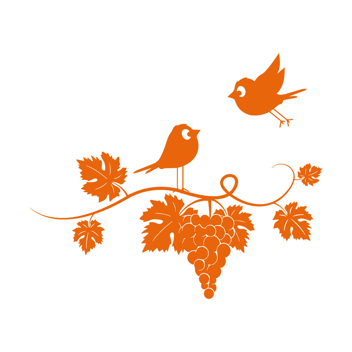 Mural And Wall Vinyl Decal Wine Kitchen Grapes Branch Vine Birds Fly Equipped With Transfer Film Kit