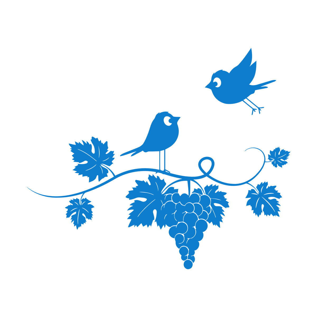 Mural And Wall Vinyl Decal Wine Kitchen Grapes Branch Vine Birds Fly Equipped With Transfer Film Kit