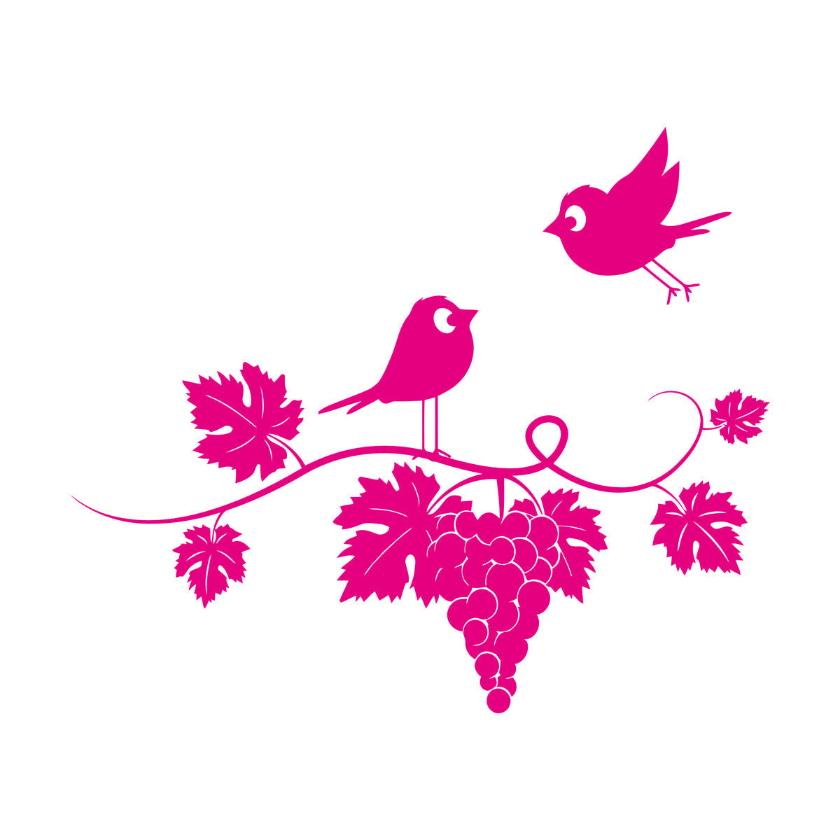 Mural And Wall Vinyl Decal Wine Kitchen Grapes Branch Vine Birds Fly Equipped With Transfer Film Kit
