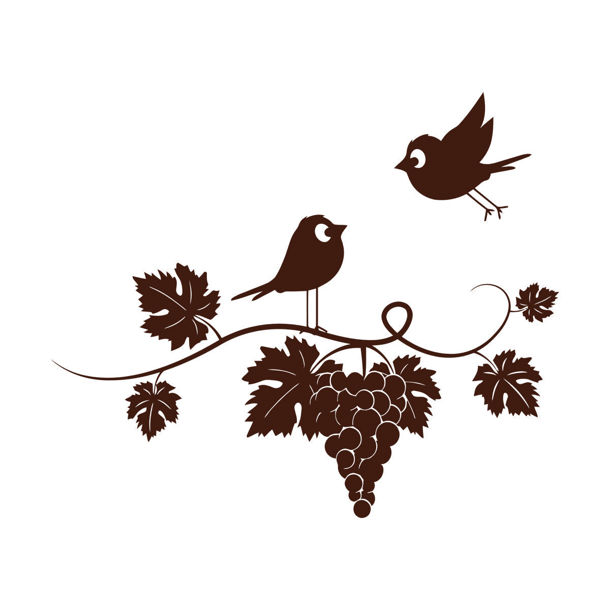 Mural And Wall Vinyl Decal Wine Kitchen Grapes Branch Vine Birds Fly Equipped With Transfer Film Kit