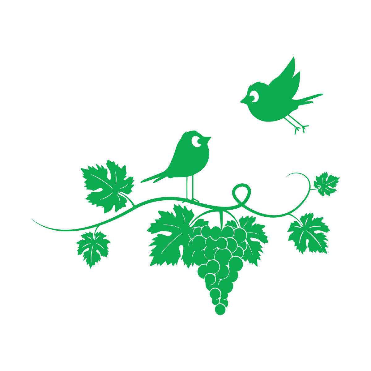 Mural And Wall Vinyl Decal Wine Kitchen Grapes Branch Vine Birds Fly Equipped With Transfer Film Kit