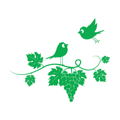 Mural And Wall Vinyl Decal Wine Kitchen Grapes Branch Vine Birds Fly Equipped With Transfer Film Kit