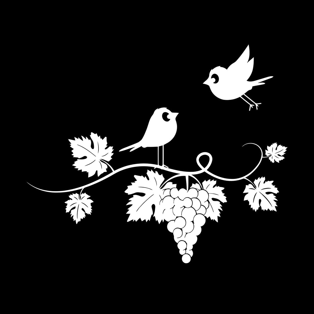 Mural And Wall Vinyl Decal Wine Kitchen Grapes Branch Vine Birds Fly Equipped With Transfer Film Kit