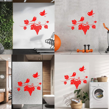 Mural And Wall Vinyl Decal Wine Kitchen Grapes Branch Vine Birds Fly Equipped With Transfer Film Kit
