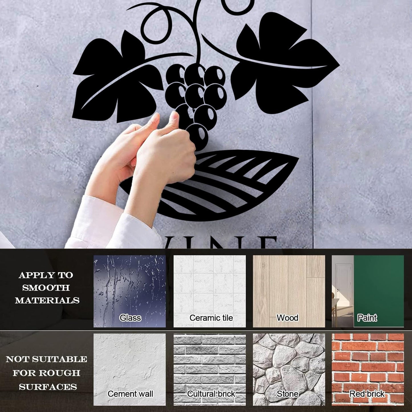 Wall Stickers Paster Paper Winery Grape Branch Vine Wine Shop Easy Installation