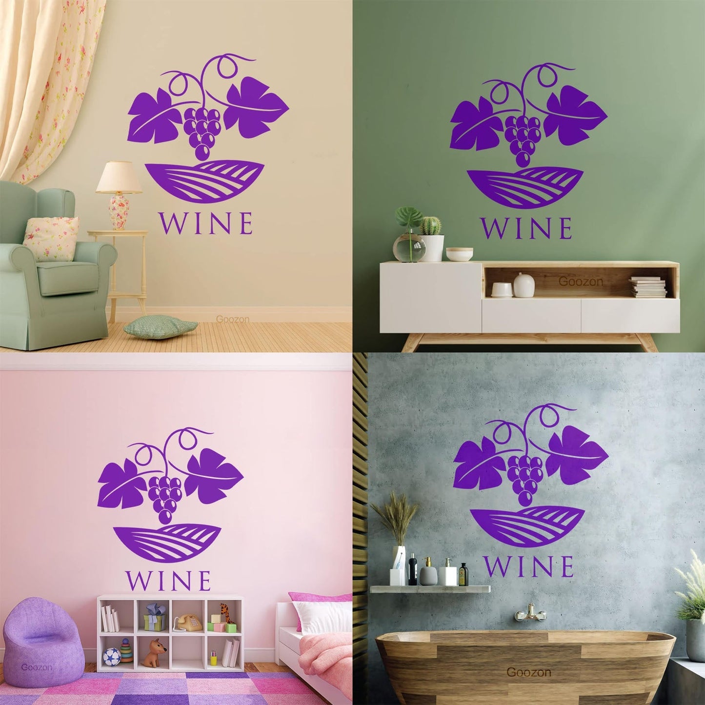 Wall Stickers Paster Paper Winery Grape Branch Vine Wine Shop Easy Installation