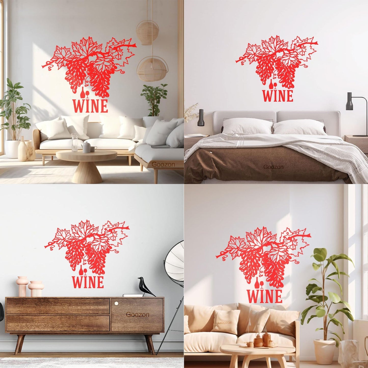 Wall Vinyl Sticker Decor Wine Shop Grape Branch Vine Restaurant Bar Art Mural Painting