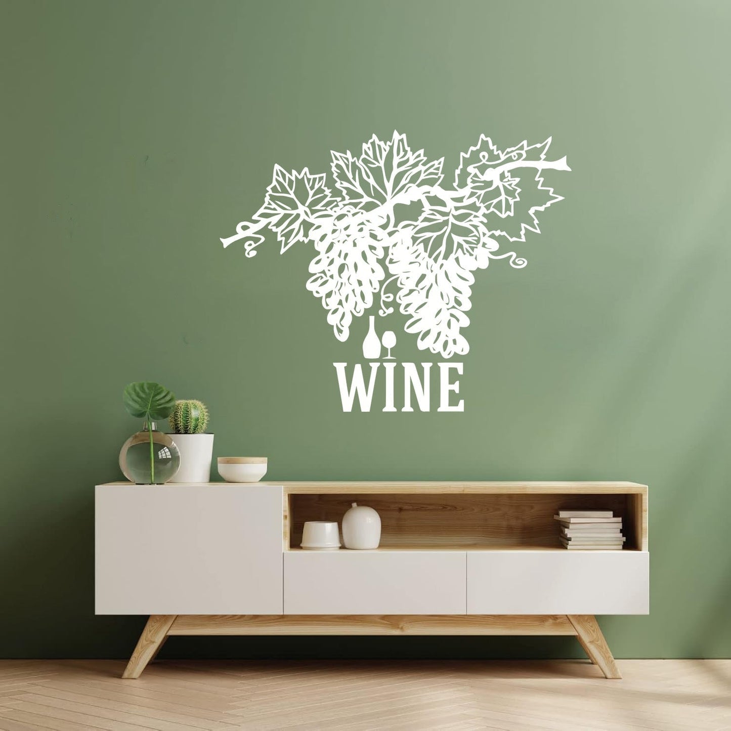 Wall Vinyl Sticker Decor Wine Shop Grape Branch Vine Restaurant Bar Art Mural Painting