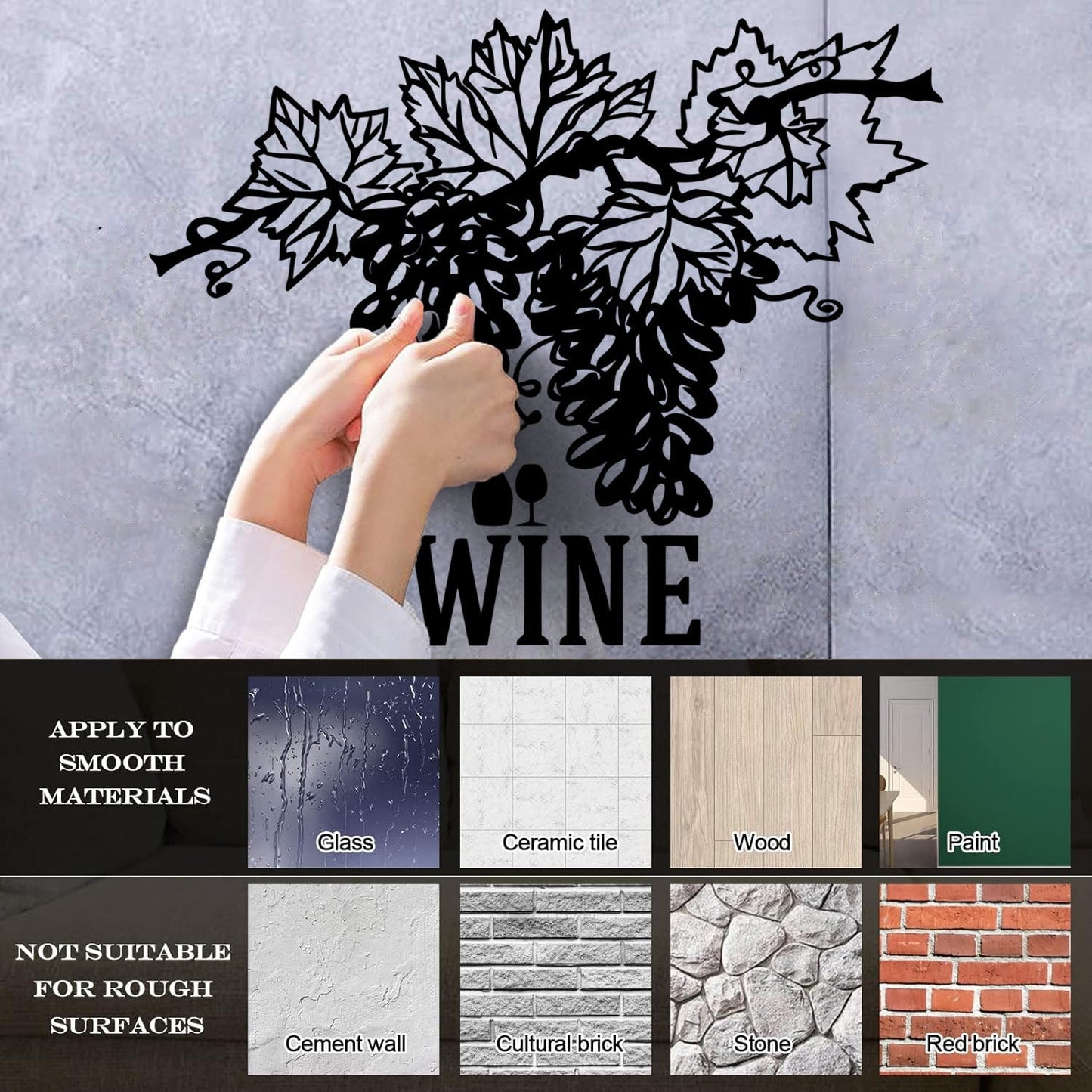 Wall Vinyl Sticker Decor Wine Shop Grape Branch Vine Restaurant Bar Art Mural Painting