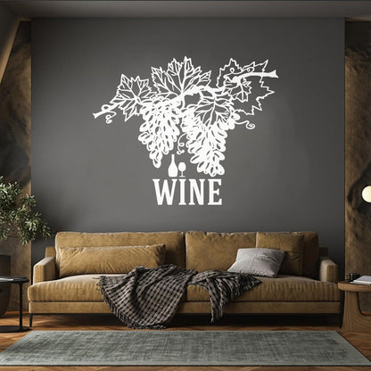 Wall Vinyl Sticker Decor Wine Shop Grape Branch Vine Restaurant Bar Art Mural Painting