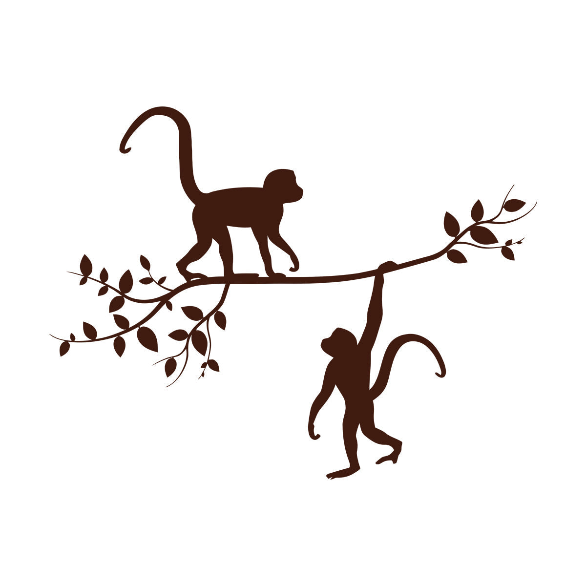 Wall Stickers Zoo Monkey Branch Nursery Animals Baby Room Waterproof