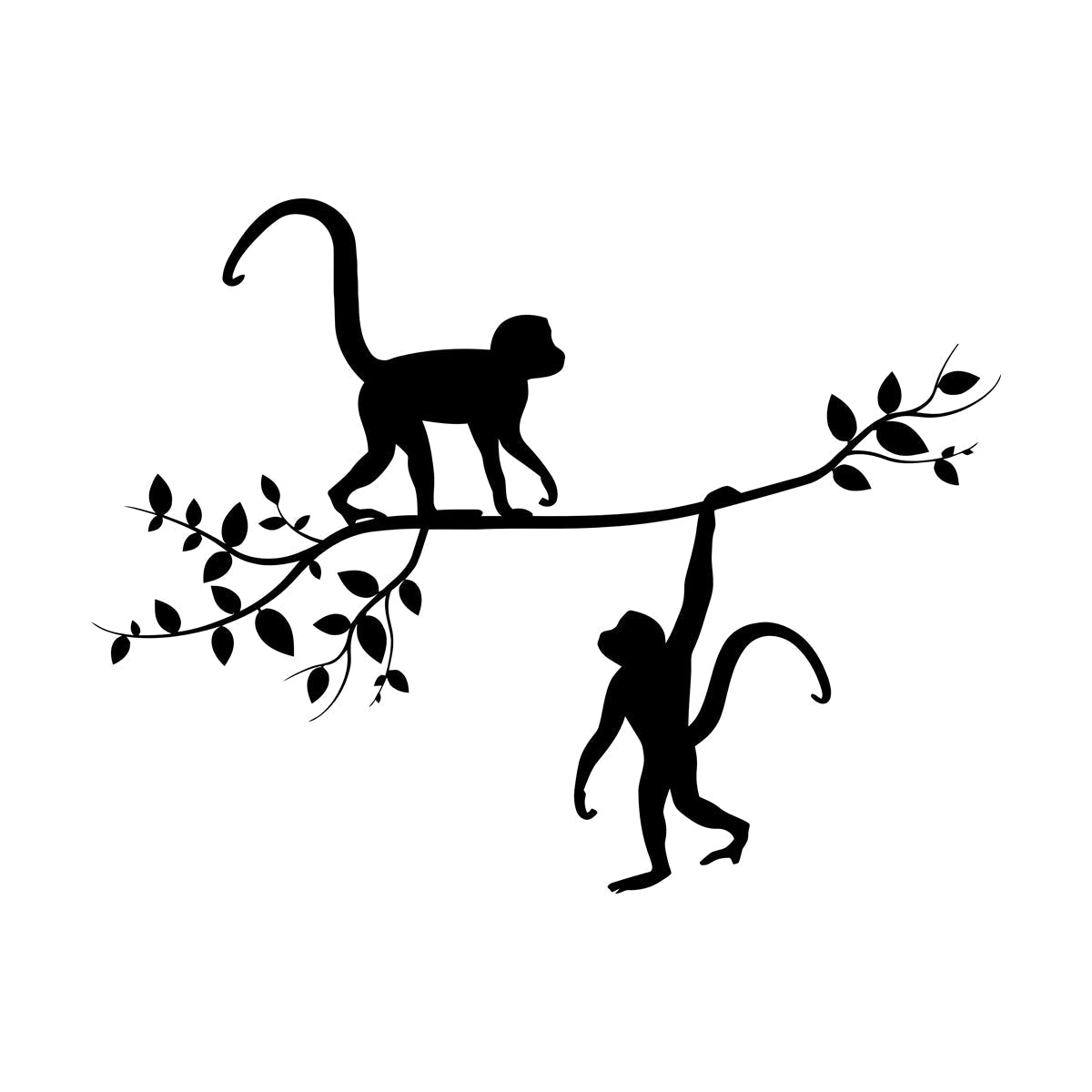 Wall Stickers Zoo Monkey Branch Nursery Animals Baby Room Waterproof