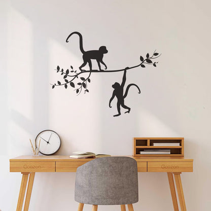 Wall Stickers Zoo Monkey Branch Nursery Animals Baby Room Waterproof
