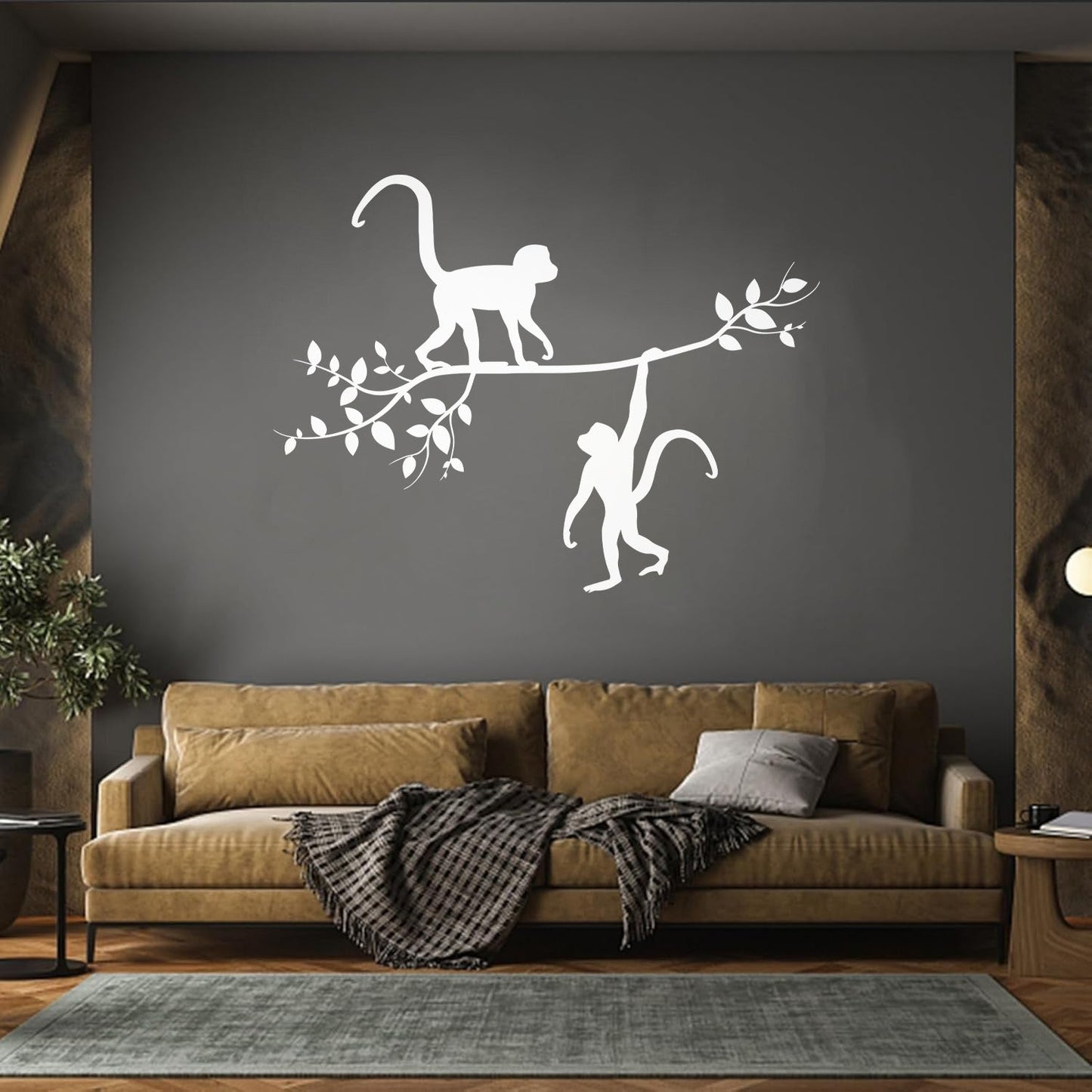 Wall Stickers Zoo Monkey Branch Nursery Animals Baby Room Waterproof