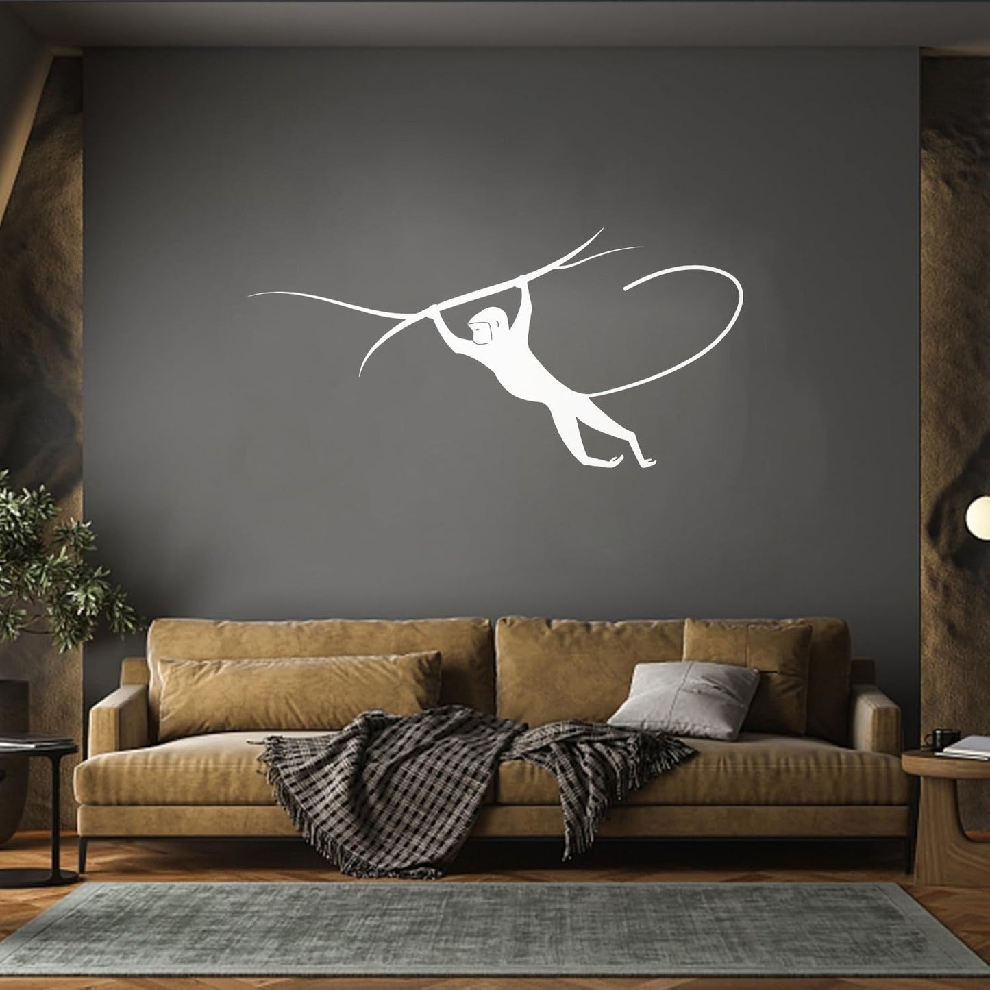 Engraving Stickers Monkey On Branch Animal Macaque Jungle Can Modify And Add Information