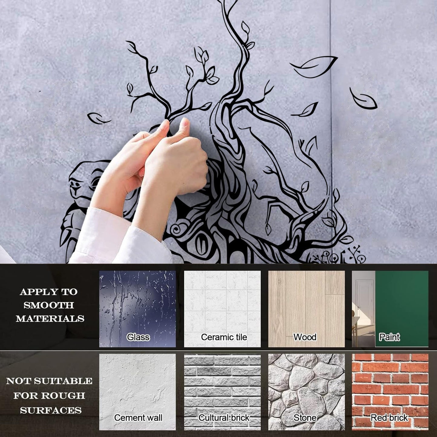 Wall Decals Pvc Turtle Tree Branches Leaves Animal Wall Beautification