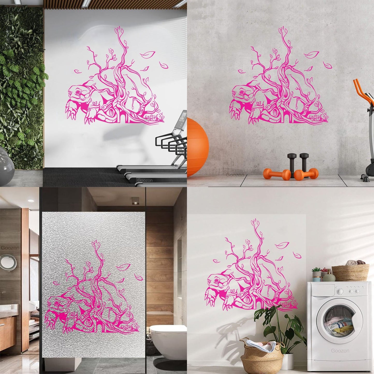Wall Decals Pvc Turtle Tree Branches Leaves Animal Wall Beautification