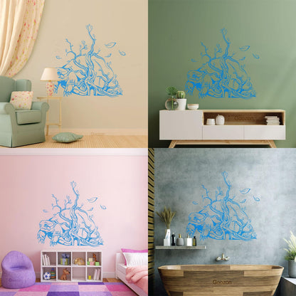 Wall Decals Pvc Turtle Tree Branches Leaves Animal Wall Beautification