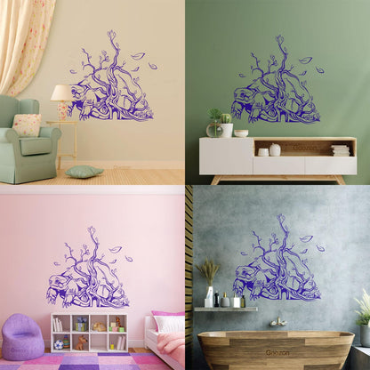 Wall Decals Pvc Turtle Tree Branches Leaves Animal Wall Beautification
