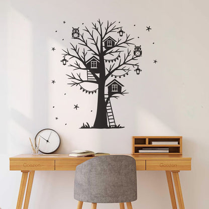Wall Decals Magic Tree Branch Star Owl Fairy Tale Store Decoration