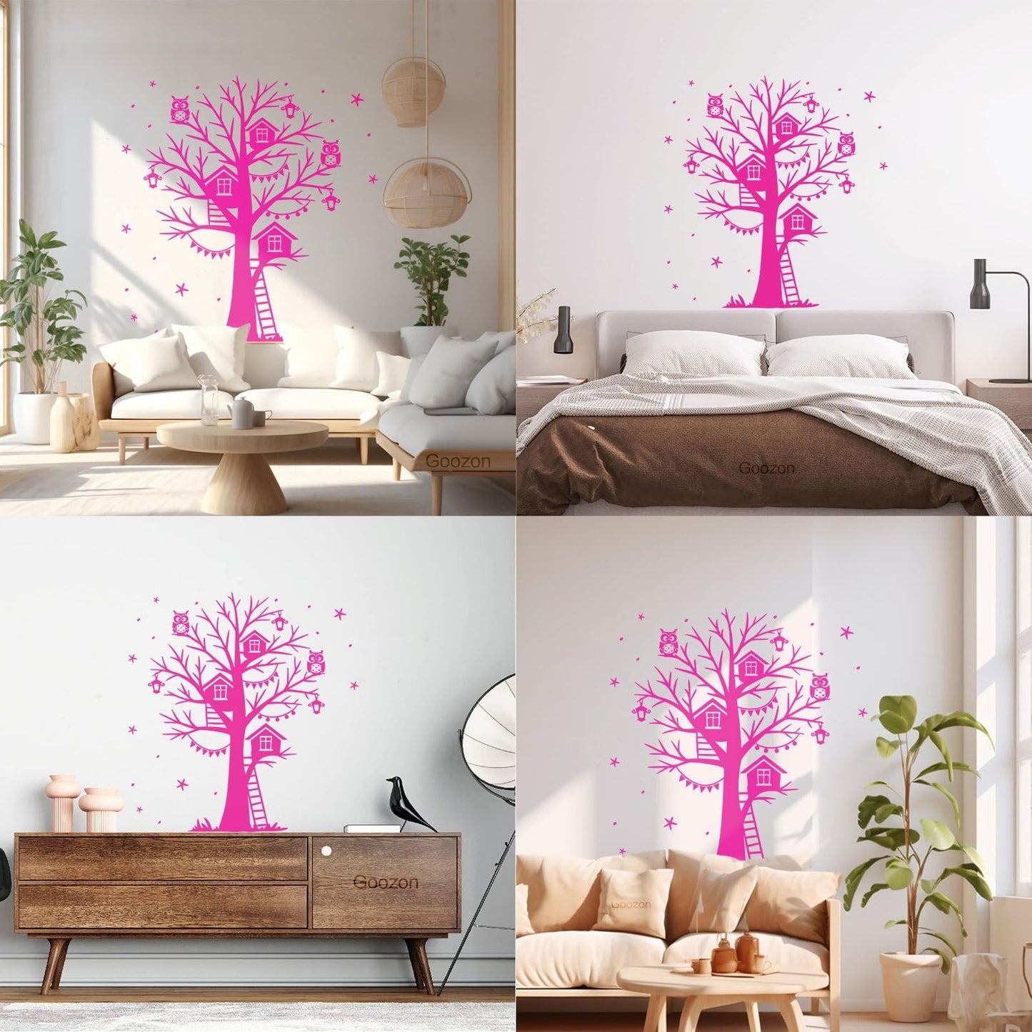 Wall Decals Magic Tree Branch Star Owl Fairy Tale Store Decoration
