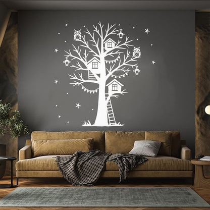 Wall Decals Magic Tree Branch Star Owl Fairy Tale Store Decoration