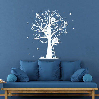 Wall Decals Magic Tree Branch Star Owl Fairy Tale Store Decoration