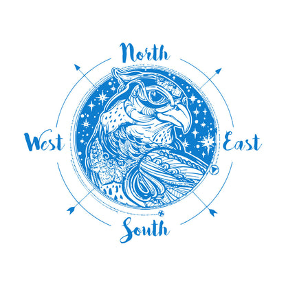 Fine Carving Decals Wind Rose Compass Bird Prey Head West East North South Art Mural Painting