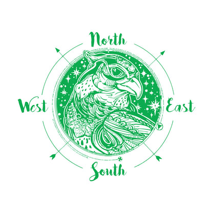 Fine Carving Decals Wind Rose Compass Bird Prey Head West East North South Art Mural Painting
