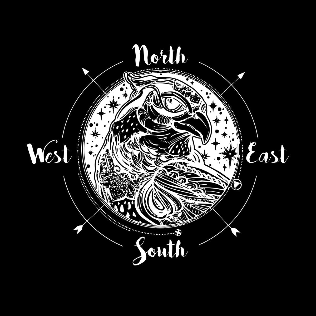 Fine Carving Decals Wind Rose Compass Bird Prey Head West East North South Art Mural Painting