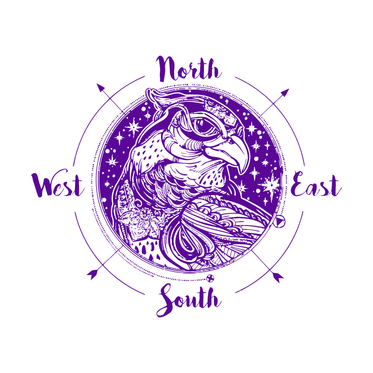 Fine Carving Decals Wind Rose Compass Bird Prey Head West East North South Art Mural Painting