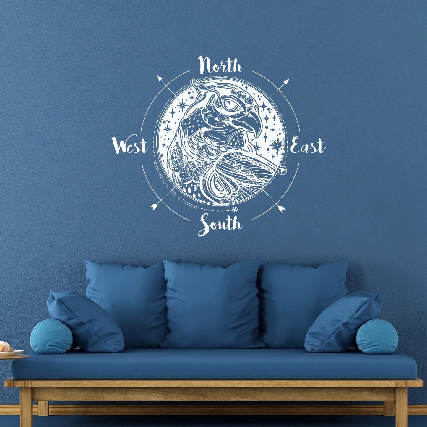Fine Carving Decals Wind Rose Compass Bird Prey Head West East North South Art Mural Painting