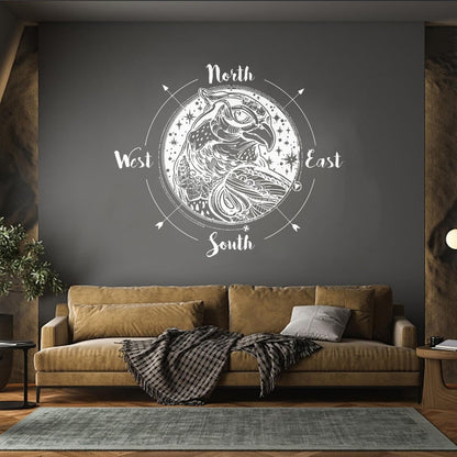 Fine Carving Decals Wind Rose Compass Bird Prey Head West East North South Art Mural Painting