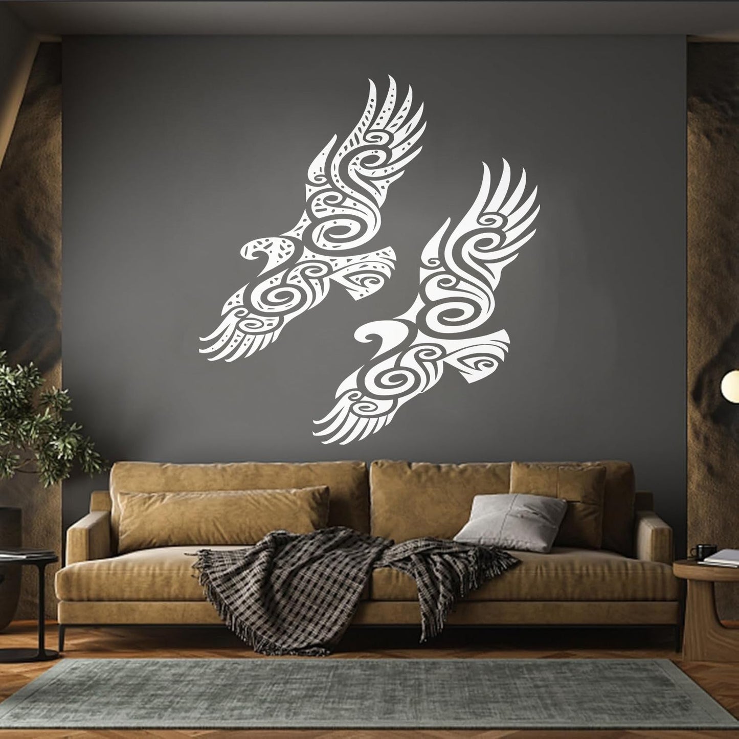Mural And Wall Vinyl Decal Pair Of Birds Abstract Beautiful Store Decoration