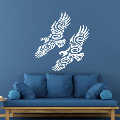 Mural And Wall Vinyl Decal Pair Of Birds Abstract Beautiful Store Decoration